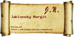 Jablonsky Margit névjegykártya